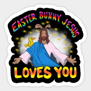 Easter bunny Jesus Loves You Sticker